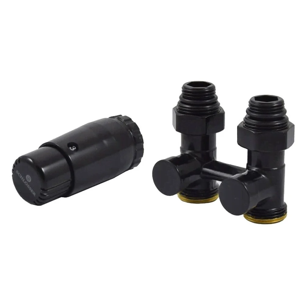 Комплект узла нижнего подкл SCHLOSSER прямой STANDARD 3/4" (Ral 9005) с термогол. М30х1,5, ниппеля 1/2"Х3/4"