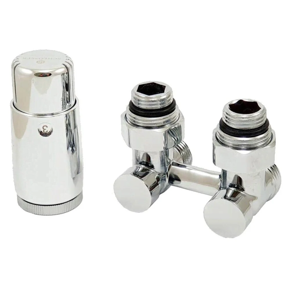 Комплект узла нижнего подкл SCHLOSSER угловой STANDARD 3/4" (хром) с термоголовкой М30х1,5, ниппеля 1/2"Х3/4"