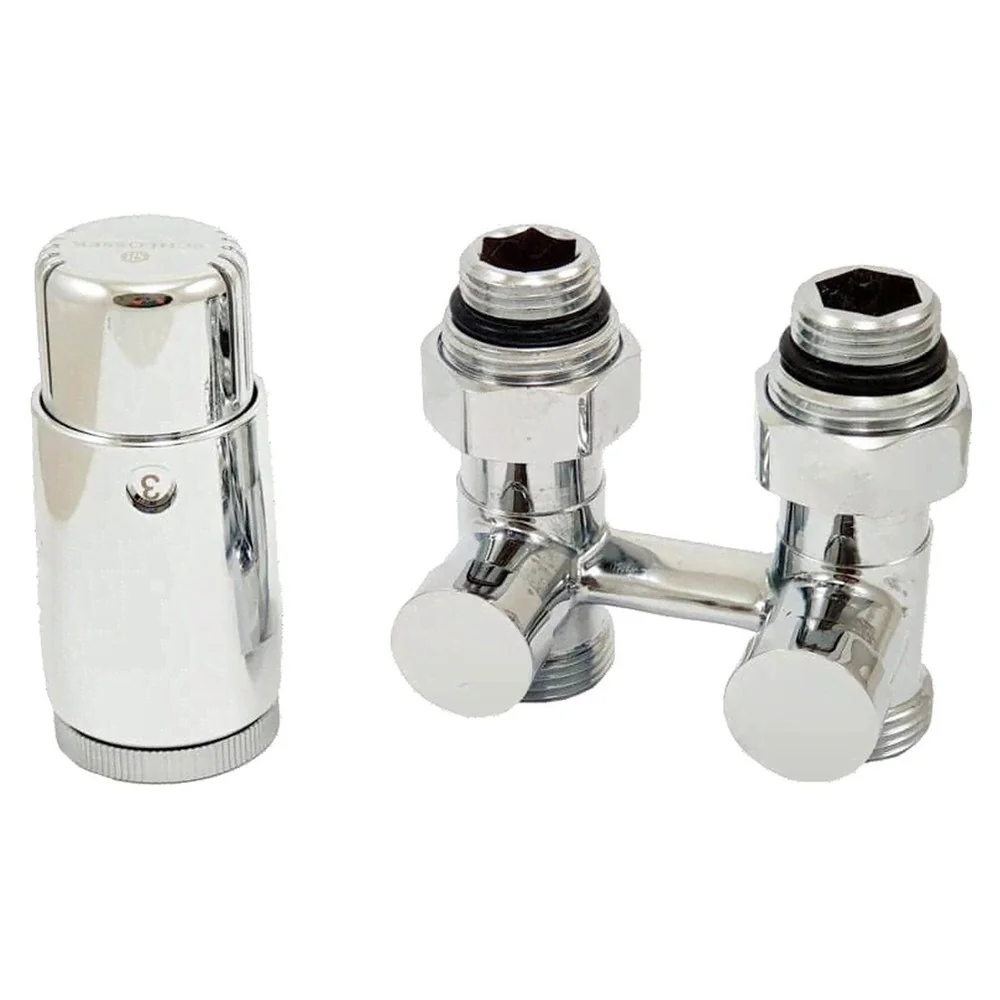 Комплект узла нижнего подкл SCHLOSSER прямой STANDARD 3/4" (хром) с термоголовкой М30х1,5, ниппеля 1/2"Х3/4"