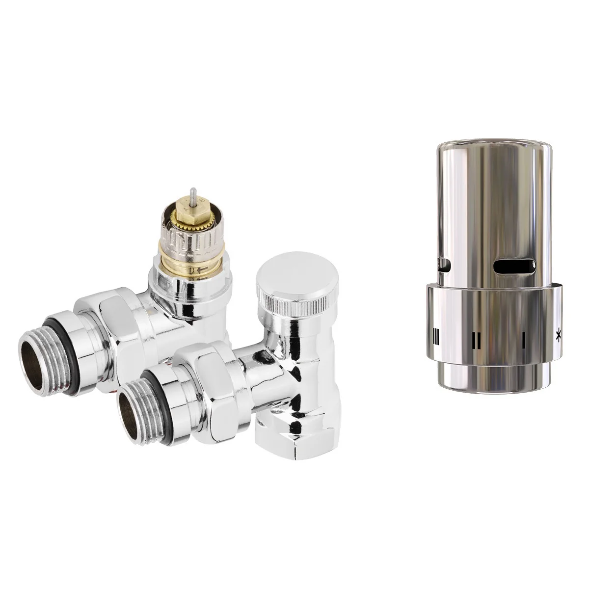 Набор термостатический угловой Royal Thermo Design 1/2" Click (Хром) с термоголовкой Design (Хром)
