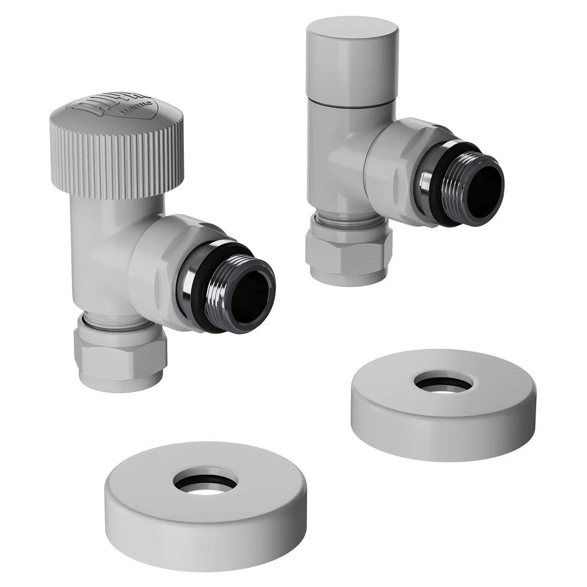 Набор термостатический угловой Royal Thermo Design Pro 15мм М30х1,5 (Белый)