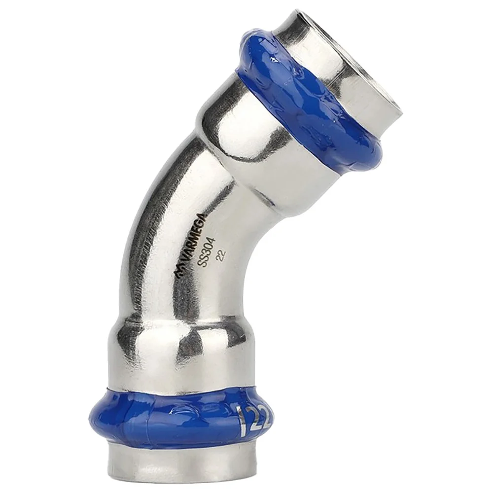 Угольник VARMEGA 45гр. двухраструбный Inox Press 15x15